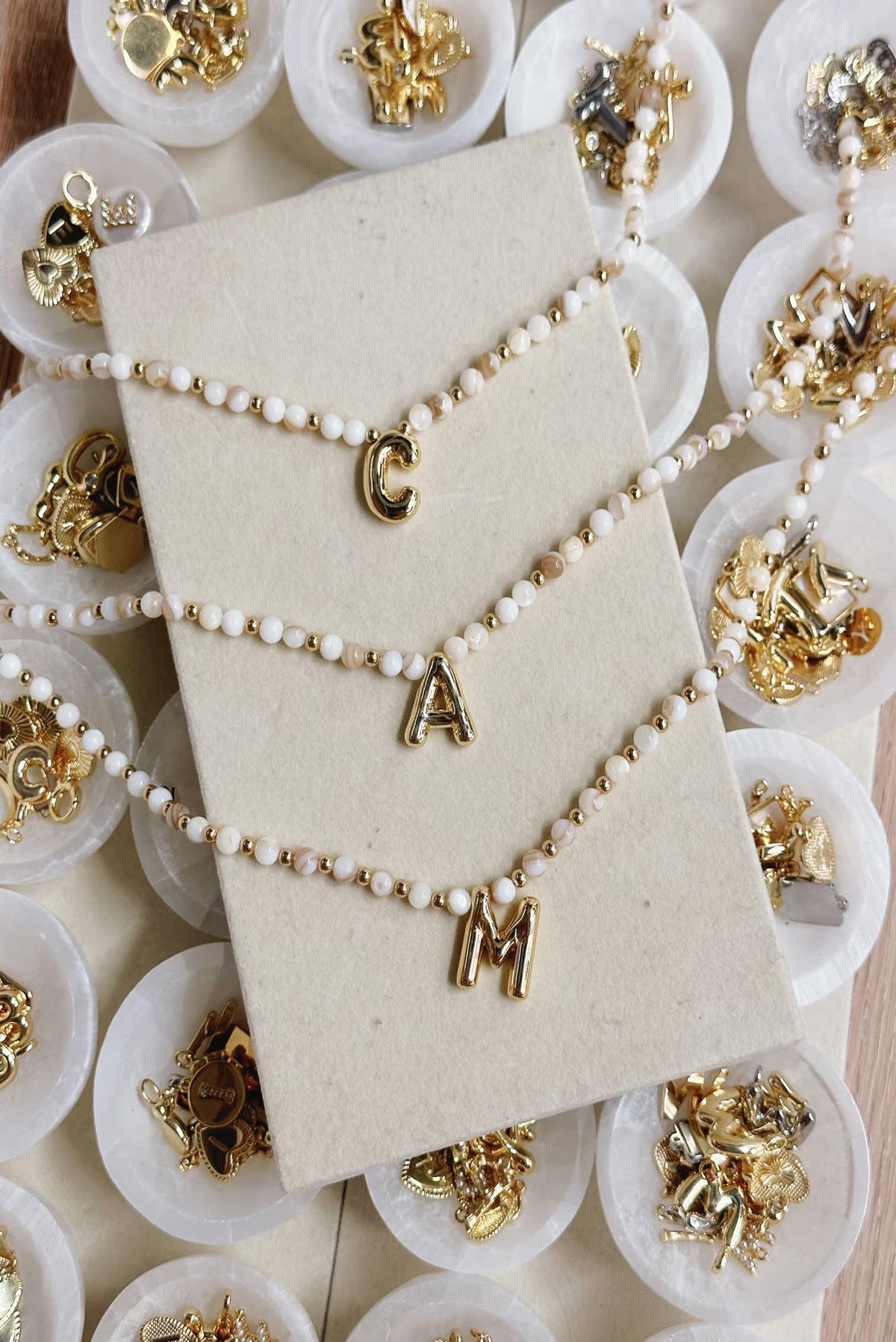 Bubble Beaded Initial Necklace