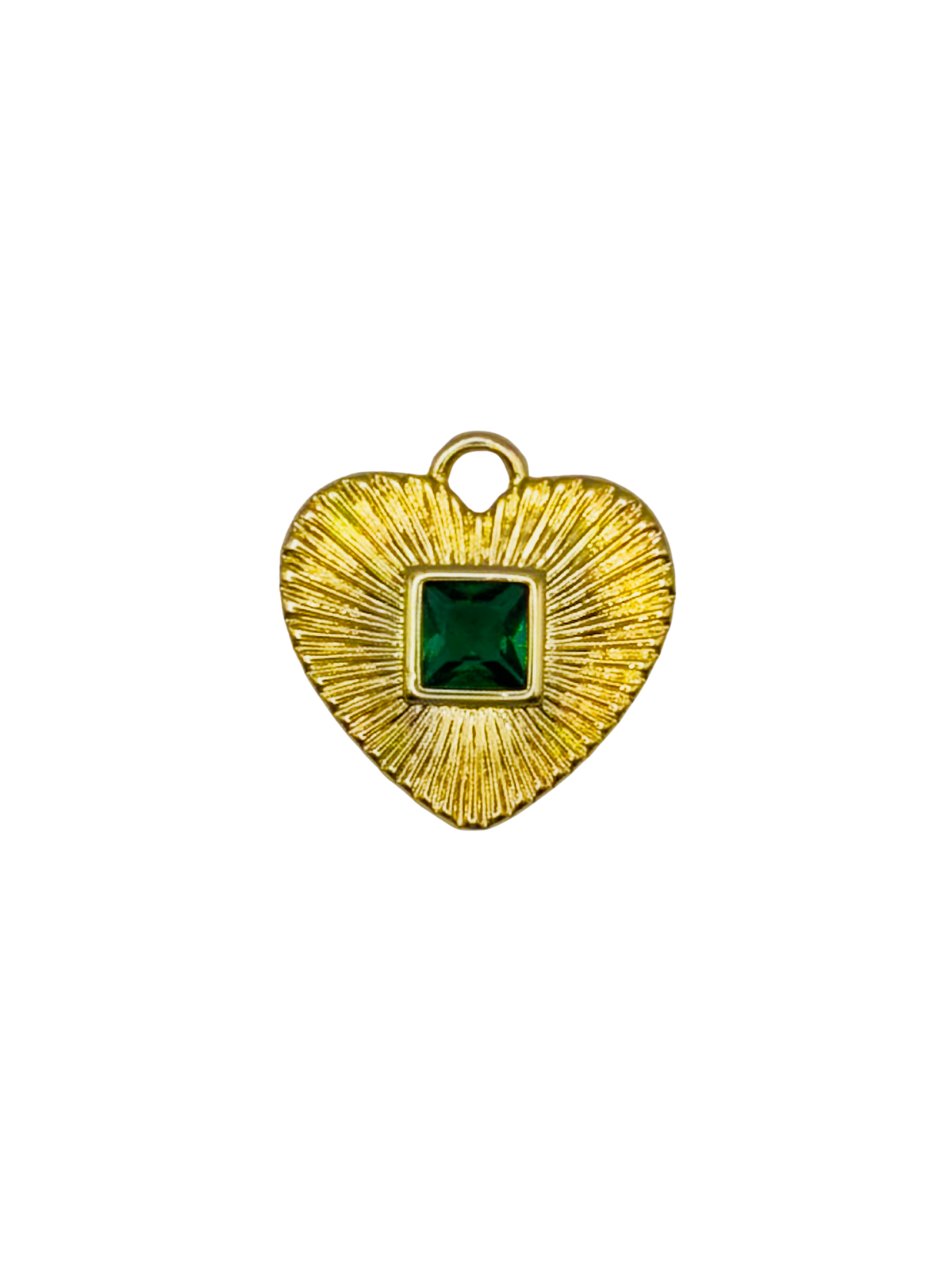 Emerald Fluted Heart Charm