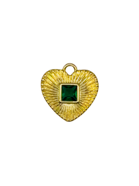 Emerald Fluted Heart Charm