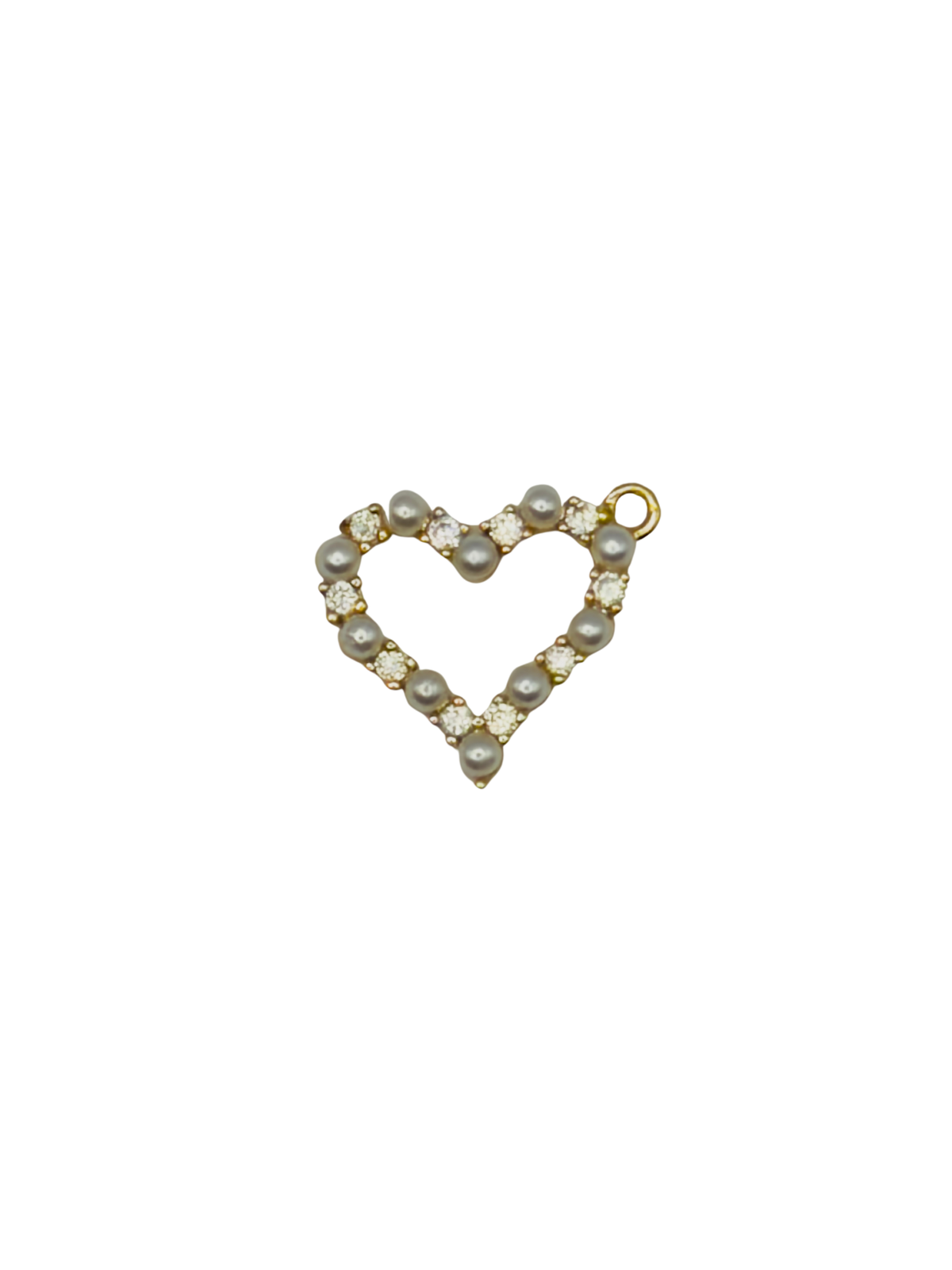 Pearl CZ Heart Charm