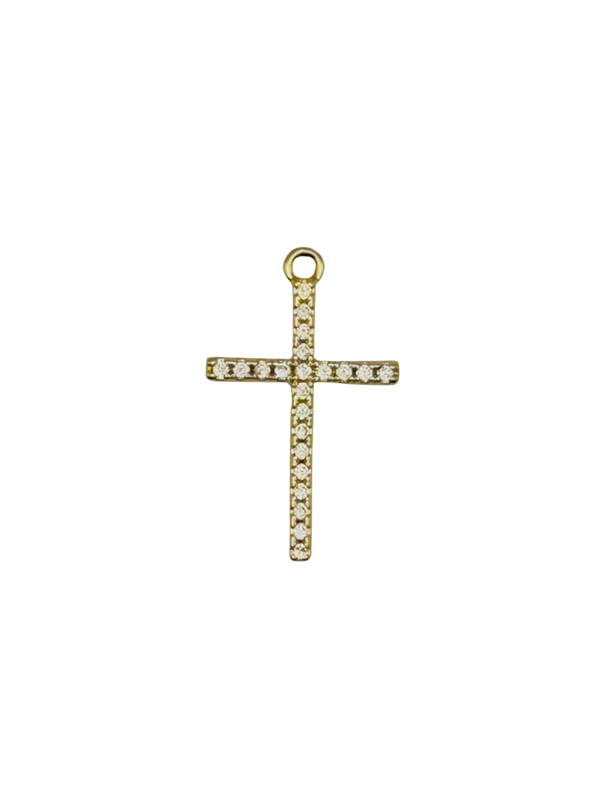 Gold CZ Cross Charm