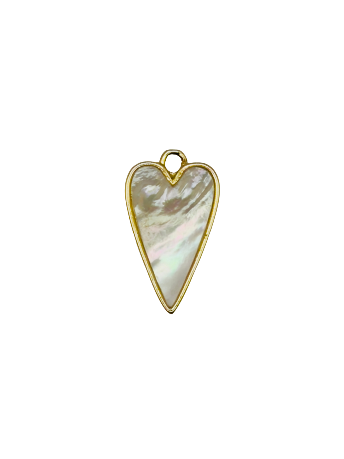 Mother of Pearl Elongated Heart Charm
