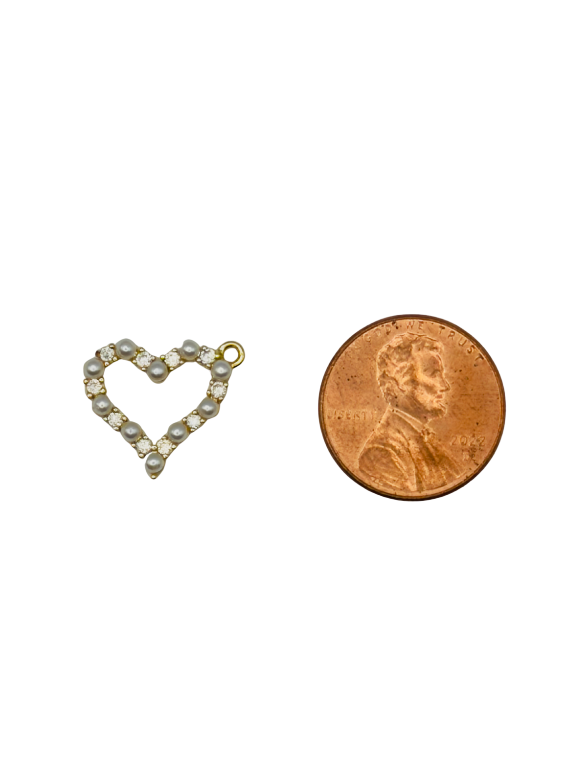 Pearl CZ Heart Charm