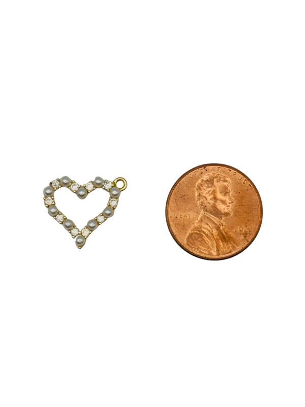Pearl CZ Heart Charm