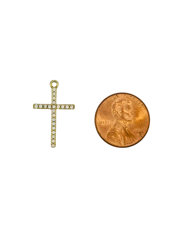 Gold CZ Cross Charm