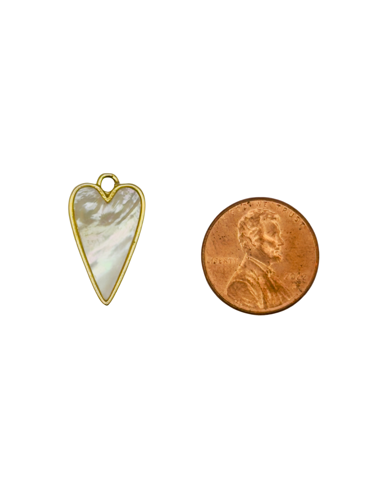 Mother of Pearl Elongated Heart Charm