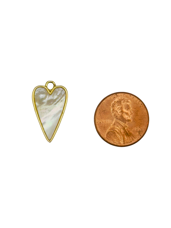 Mother of Pearl Elongated Heart Charm