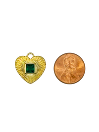 Emerald Fluted Heart Charm