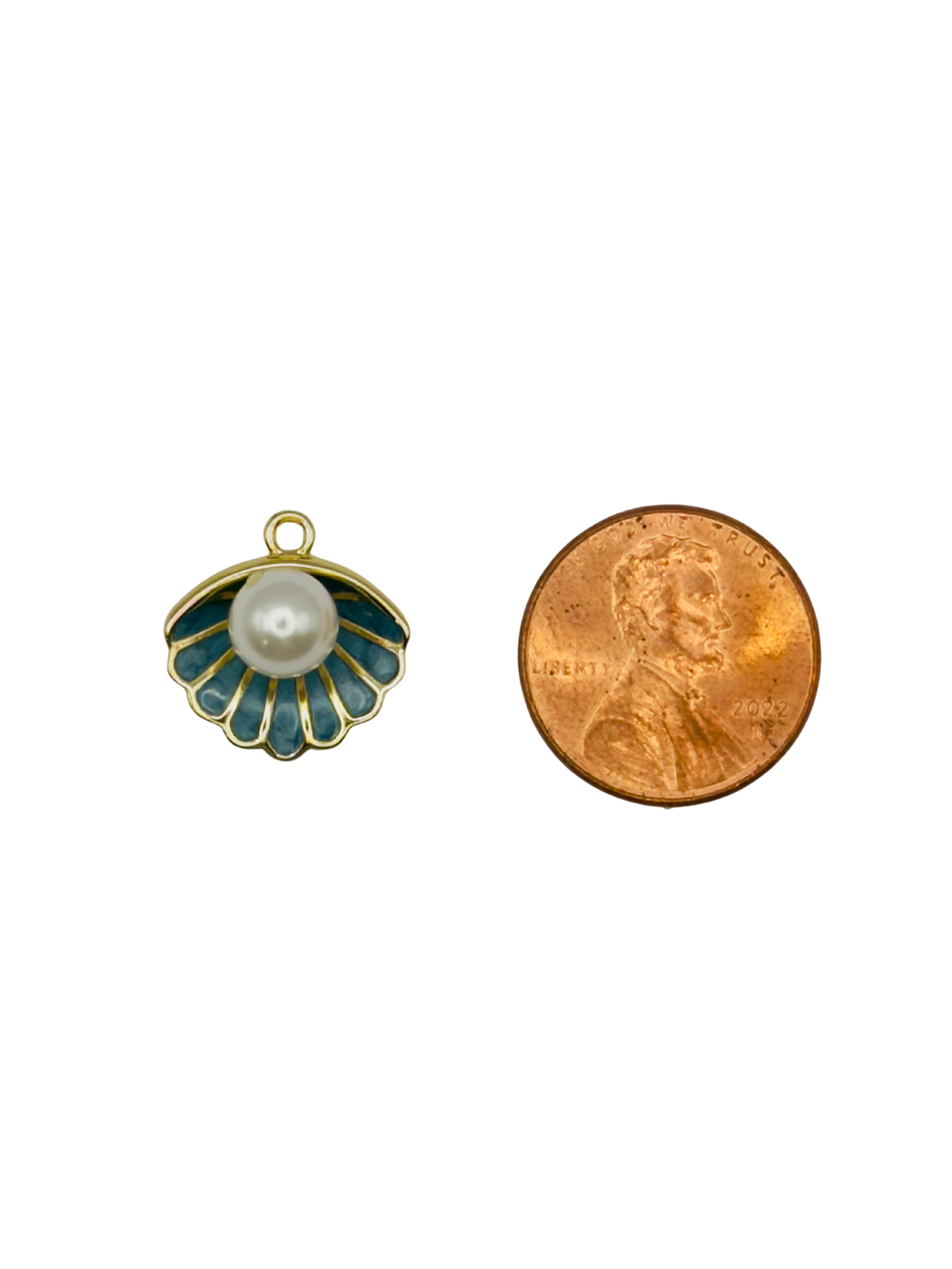 Blue Pearl Seashell Charm
