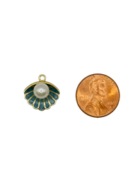 Blue Pearl Seashell Charm
