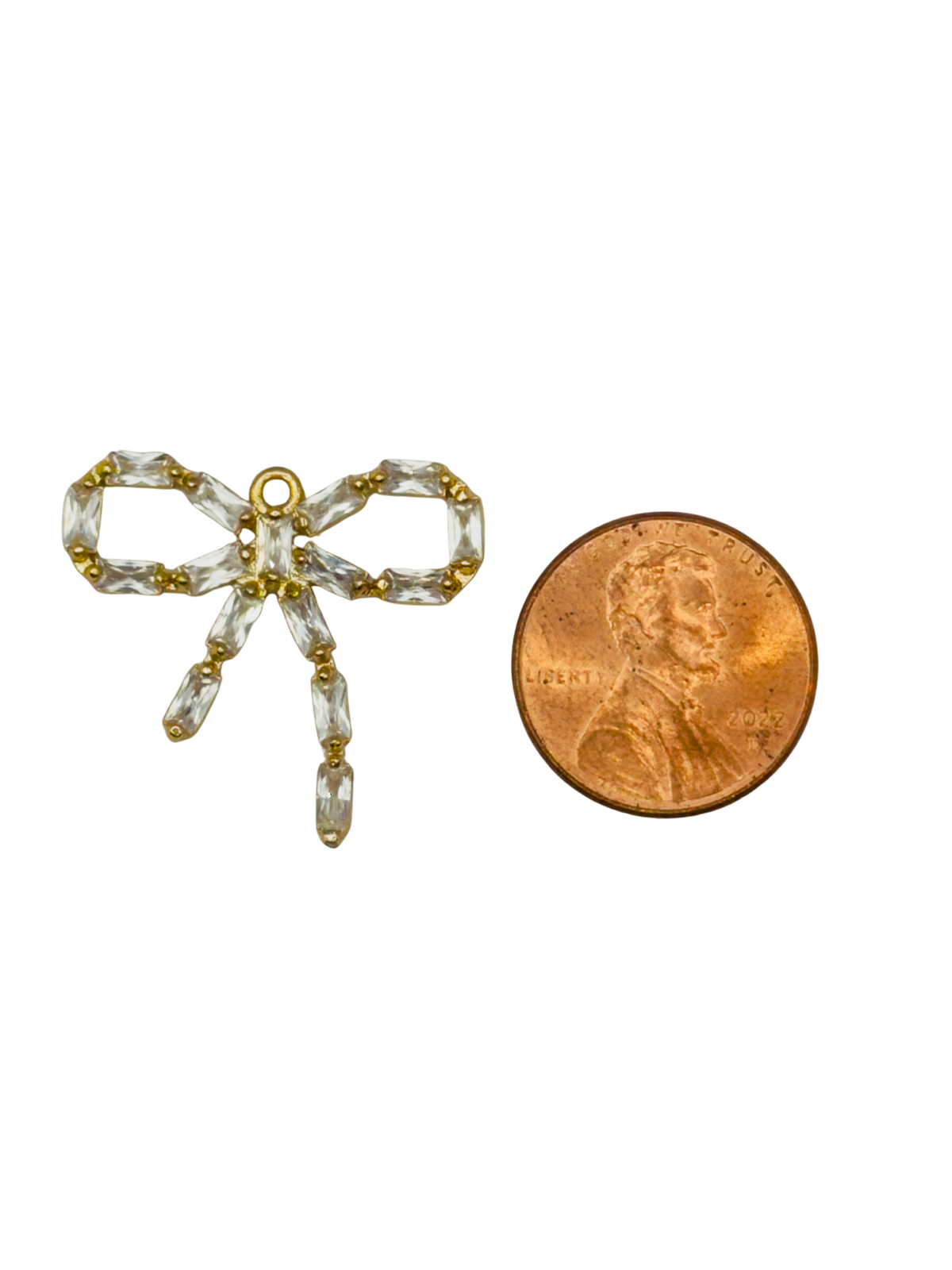 Baguette CZ Bow Charm