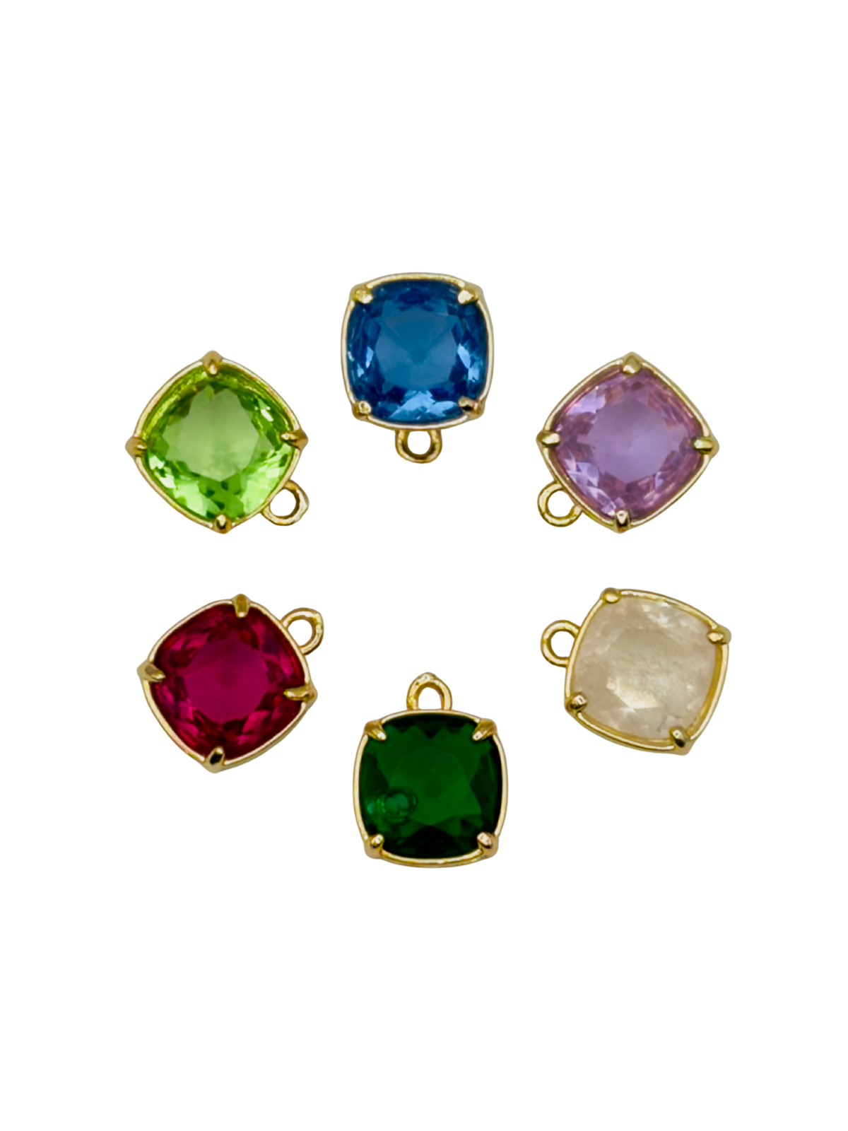 Gold Square Round Gemstone