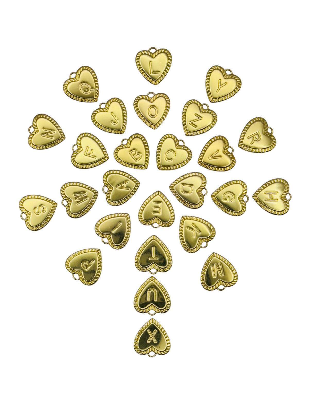 Gold Heart Letter Charm Pack