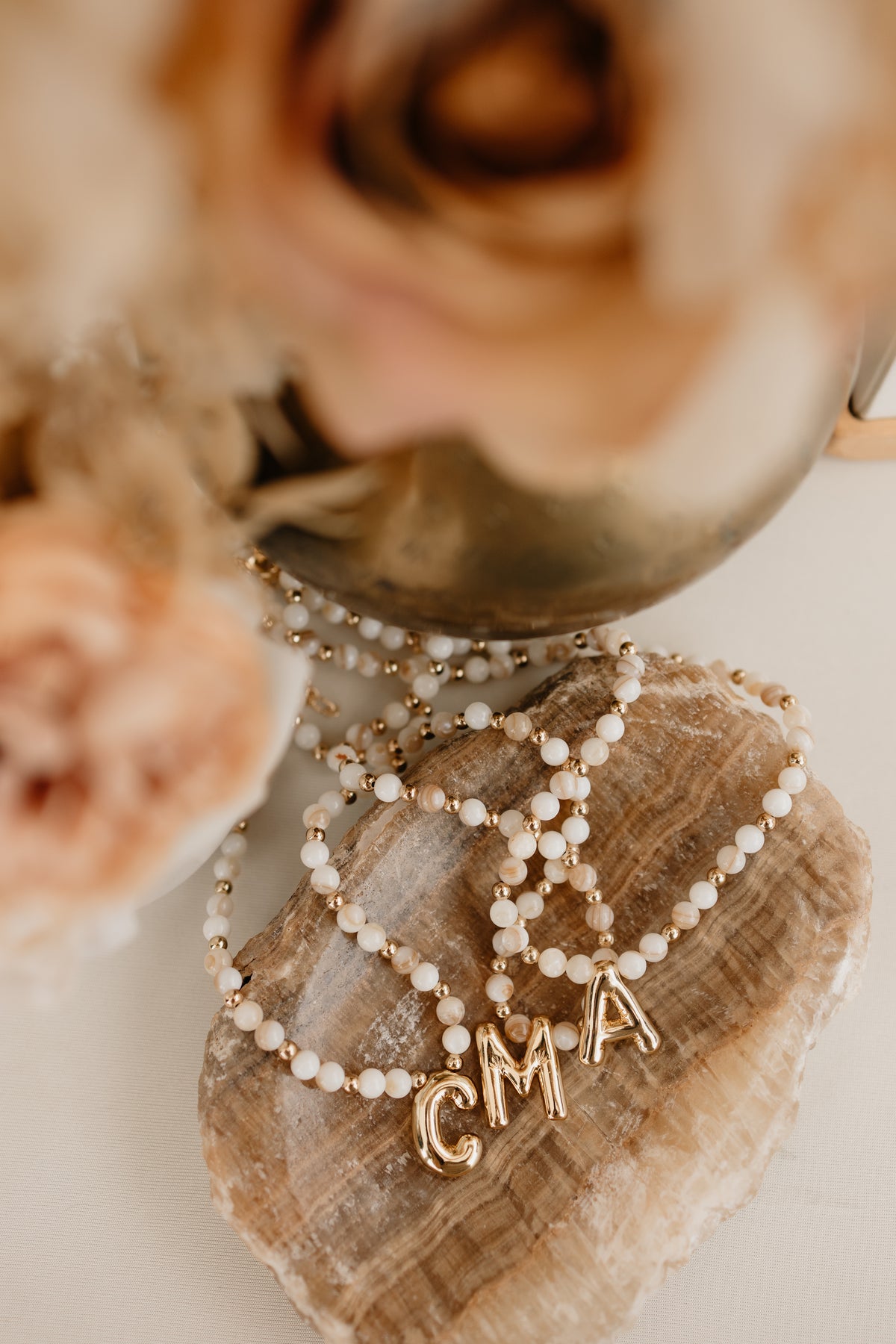 Bubble Beaded Initial Necklace